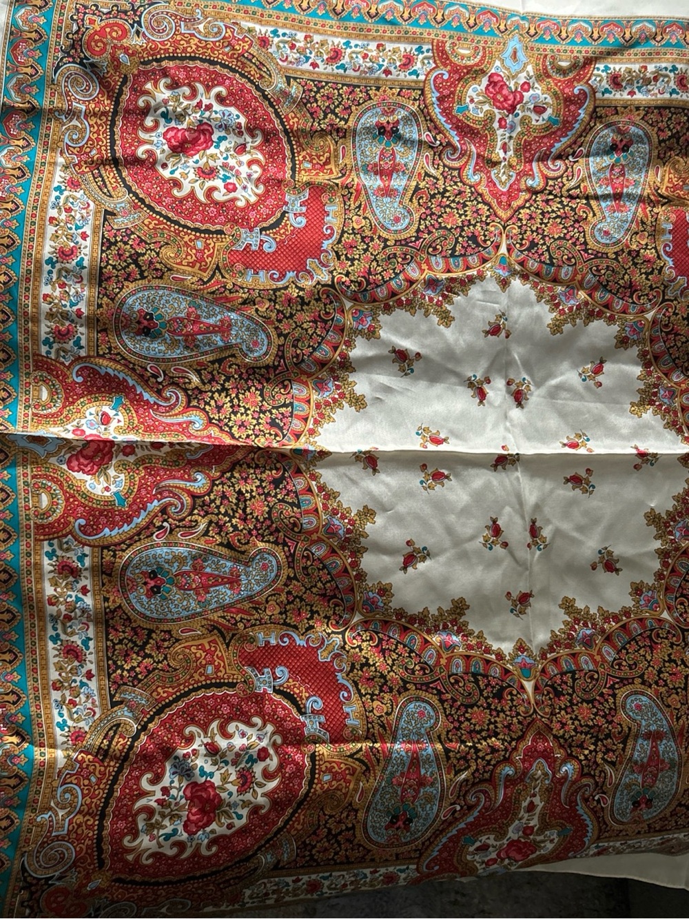 The Specialty House 100% Silk  Scarf Made in Japan Black Multi 31”x31”